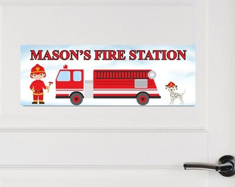 Personalized Firetruck Name Sign, Kids Aluminum Door Sign, Firefighter Room Sign, Kids Name Sign, Firetruck Door Sign, Firetruck Decor