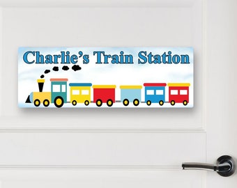 Personalized Train Sign, Kids Aluminum Door Sign, Train Room Sign, Kids Name Sign, Train Door Sign, Train Gift