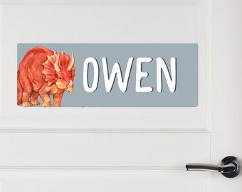 Personalized Dinosaur Name Sign, Kids Aluminum Door Sign, Dinosaur Room Sign, Name Room Decor, Kids Name Sign, Dinosaur Door Sign