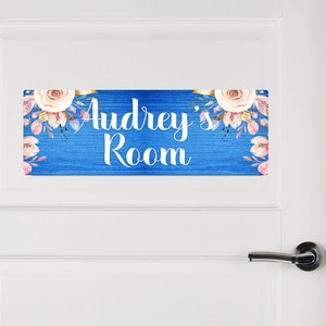 Personalized Girls Name Sign, Floral Girls Aluminum Door Sign, Bedroom Door Plaque,  Girls Name Sign, Custom Door Sign