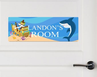 Personalized Shark Name Sign, Kids Aluminum Door Sign, Shark Room Sign, Name Room Decor, Kids Name Sign, Shark Door Sign, Shark Decor