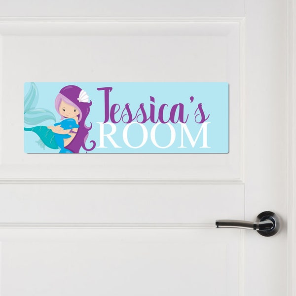 Personalized Mermaid Name Sign, Kids Aluminum Door Sign, Bedroom Door Plaque, Mermaid Nursery Decor, Kids Name Sign, Mermaid Room Decor