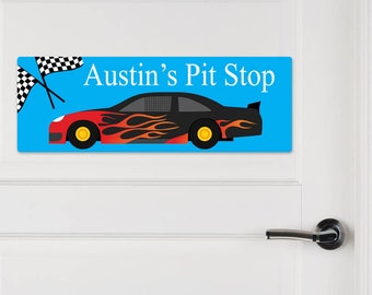 Personalized Race Car Name Sign, Kids Aluminum Door Sign, Race Car Sign, Name Room Decor, Kids Name Sign, Boys Race Car Door Sign