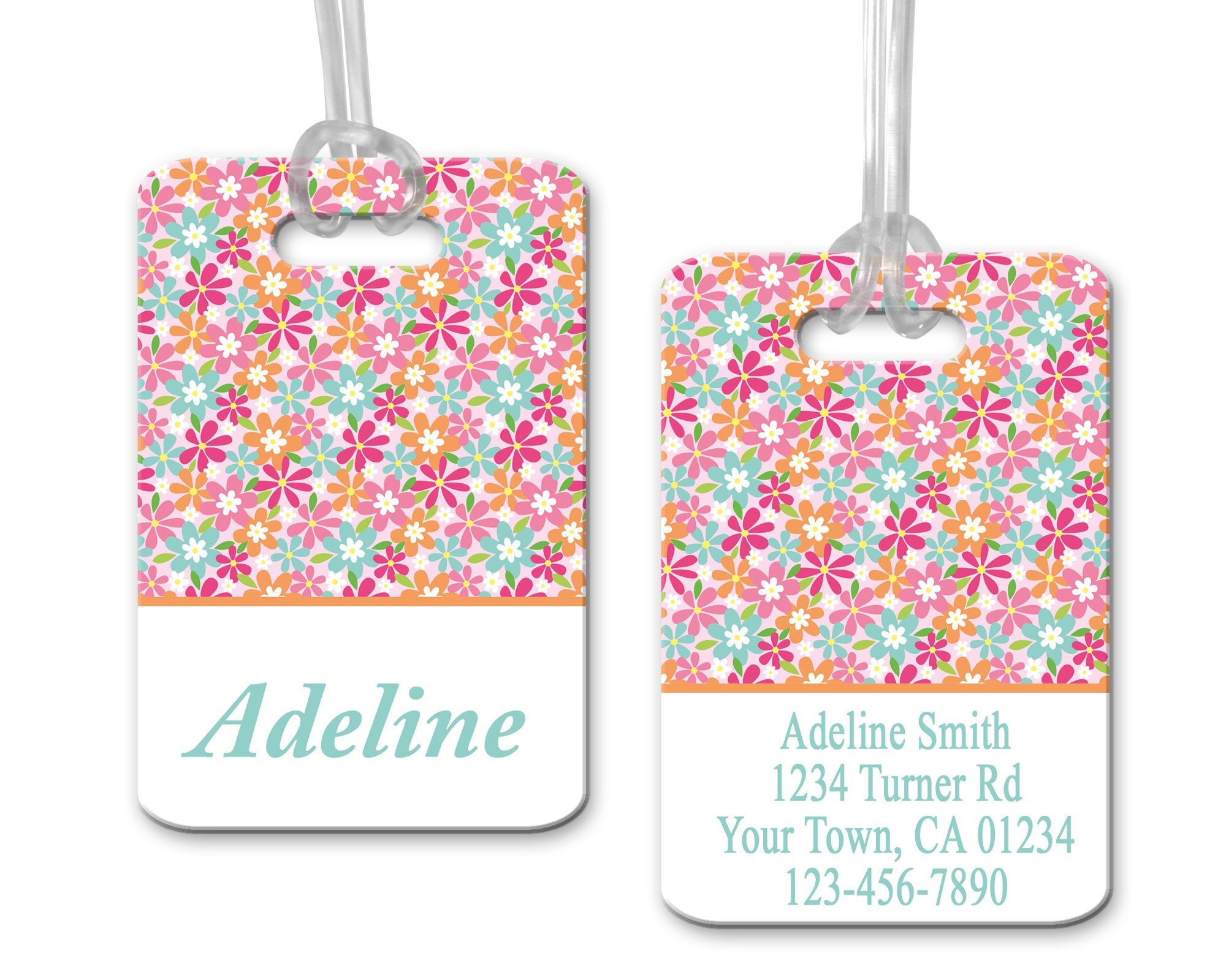 Custom Luggage Tag Floral Luggage Tag Personalized Bag Tag Etsy UK