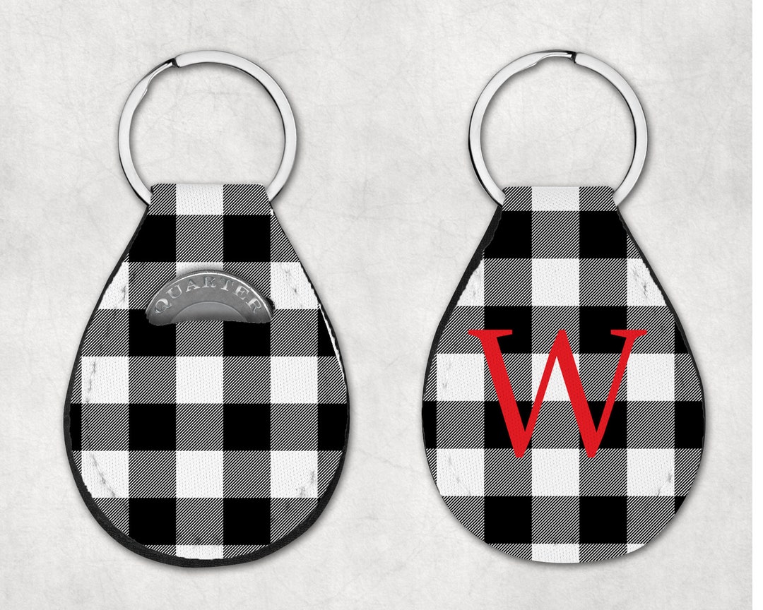 Quarter Key Chain Personalized Quarter Holder Keychain, Quarter Keeper, Plaid Quarter ...