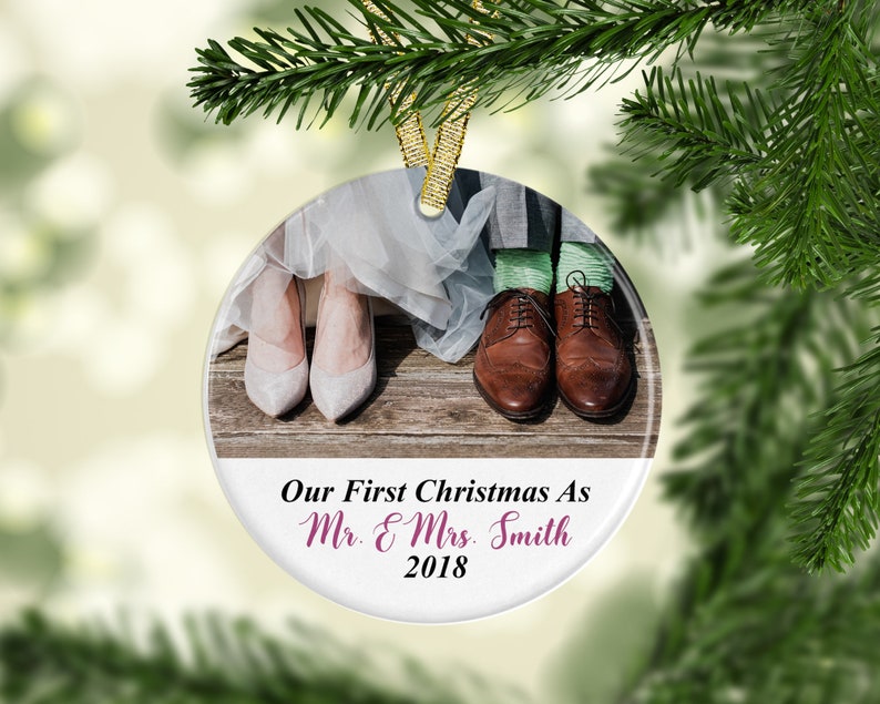 Personalized Photo Ornament Our First Christmas Photo Ornament Mr /& Mrs First Christmas Ornament