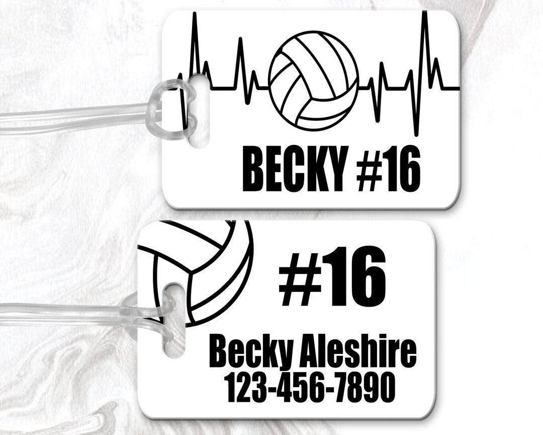 Personalized Volleyball Luggage Tag, Sports Bag Tag, Gym Bag Tag