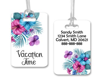 Floral Luggage Tag, Personalized Luggage Tag, Luggage Handle Wrap, Custom Luggage Tag, Cute Travel Accessories, Custom Bag Tag, Book Bag Tag