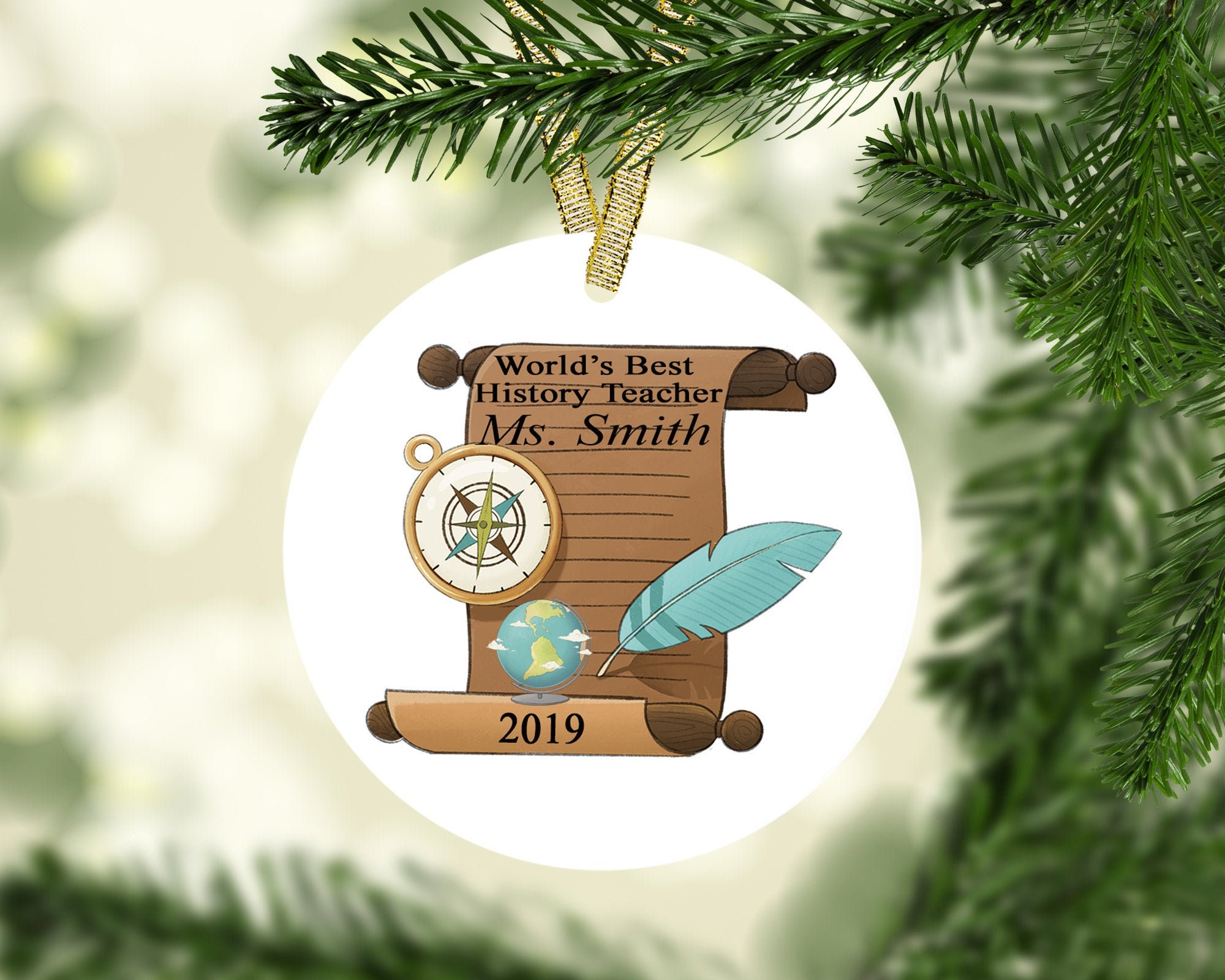 History Teacher Ornament Christmas Ornament Gift For History Etsy