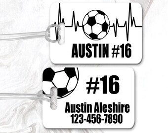 Custom Soccer Bag Tag, Personalized Luggage Tag, Soccer Bag Tag, Sports Team Gift, Soccer Player Tag, Gift For Soccer Player