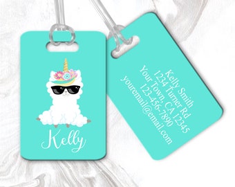 Llama Personalized Luggage Tag or School Backpack Tag, Girls Luggage Tag, Bookbag Tag for Girls