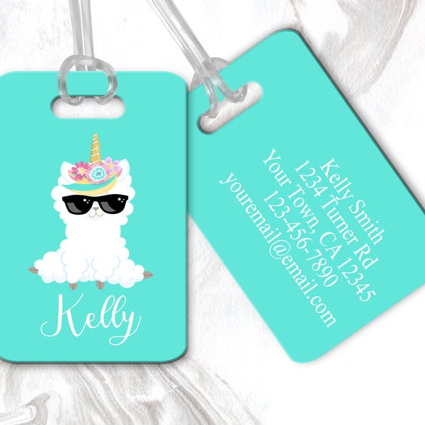 Llama Personalized Luggage Tag or School Backpack Tag, Girls Luggage Tag, Bookbag Tag for Girls