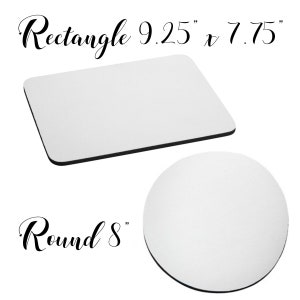 May include: Two blank sublimation coasters, one rectangular measuring 9.25 inches by 7.75 inches and one round measuring 8 inches in diameter.