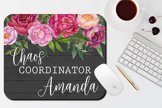 Personalized Mouse Pad, Custom Floral Mouse Pad, Office Decor, Mouse Pad and Coaster Desk Set, Floral Mouse Pad, Office Gift