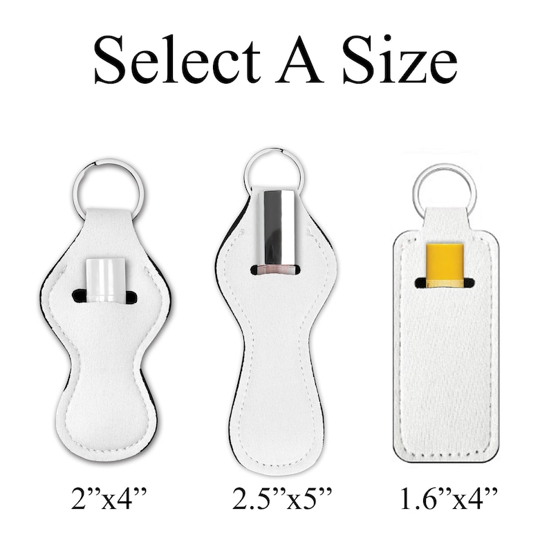 Peut inclure: Trois porte-cl&eacute;s blancs pour baume &agrave; l&egrave;vres ou autres petits objets. Les porte-cl&eacute;s sont disponibles en trois tailles&nbsp;: 5,1&nbsp;cm x 10,2&nbsp;cm, 6,4&nbsp;cm x 12,7&nbsp;cm et 4,1&nbsp;cm x 10,2&nbsp;cm.