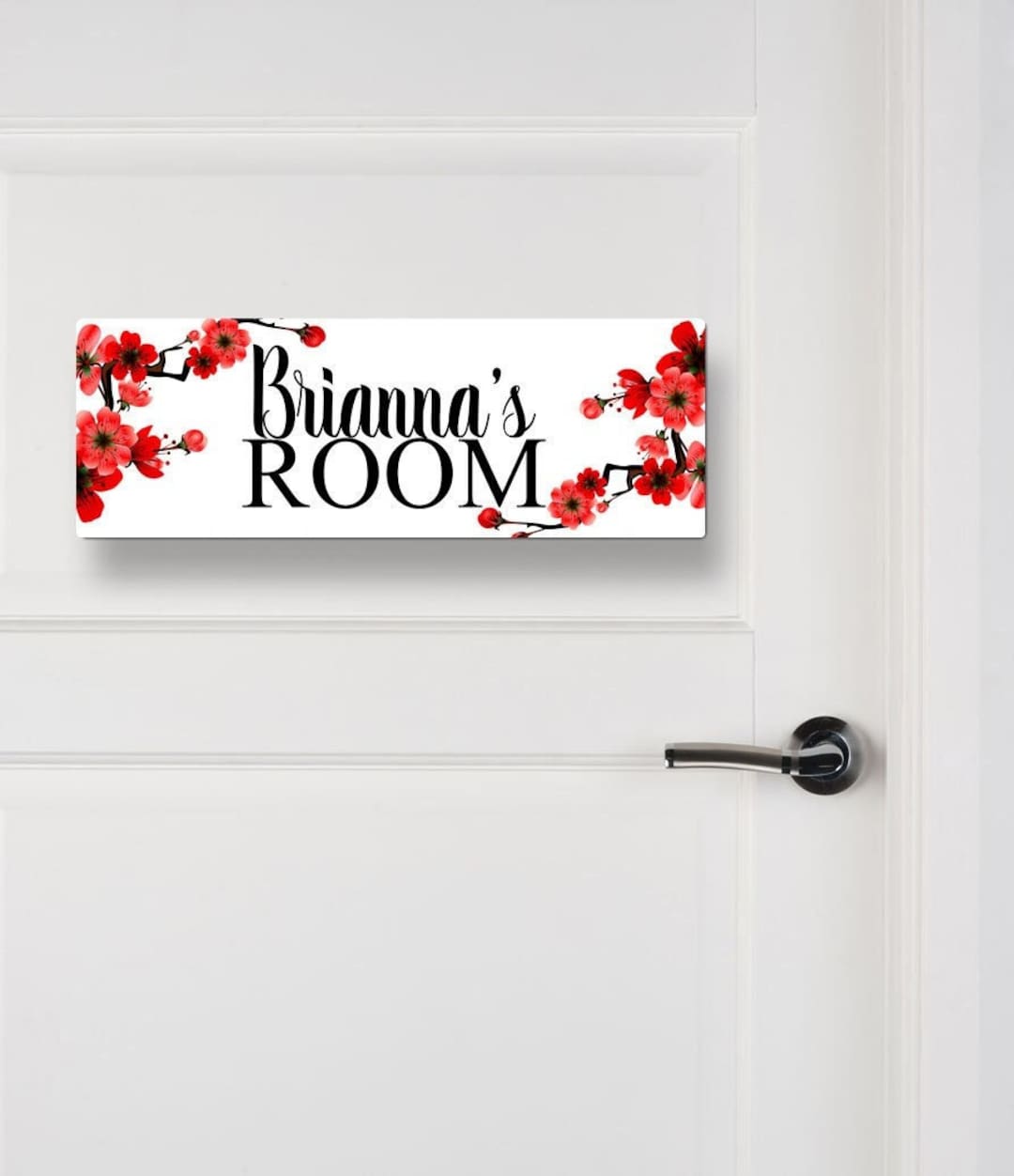 Personalized Floral Name Sign, Floral Aluminum Door Sign, Bedroom Door ...