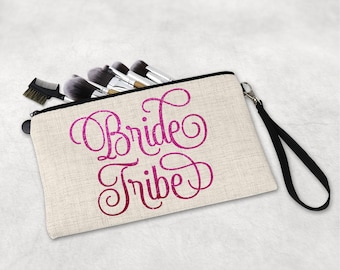 Bridal Makeup Bag, Personalized Bridal Party Gift,  Bachelorette Party Travel Bag,  Gift For Bridal Party, Bridal Cosmetic Bag,