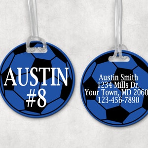 Soccer Luggage Tag, Personalized Soccer Tag, Personalized Tags for Girls or Boys, Personalized Book Bag Tag, Sports Bag Tag