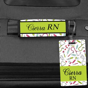 RN Luggage Tag, Personalized Luggage Tag, Nurse Brief Case Tag, Gift For Nurse, Luggage Handle Wrap, Travel Accessories image 2