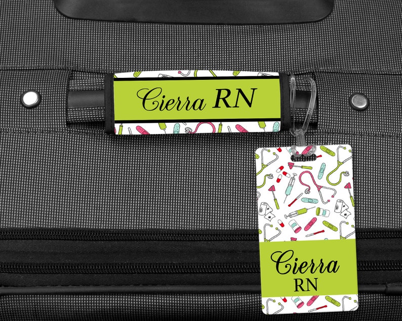 RN Luggage Tag, Personalized Luggage Tag, Nurse Brief Case Tag, Gift For Nurse, Luggage Handle Wrap, Travel Accessories image 2