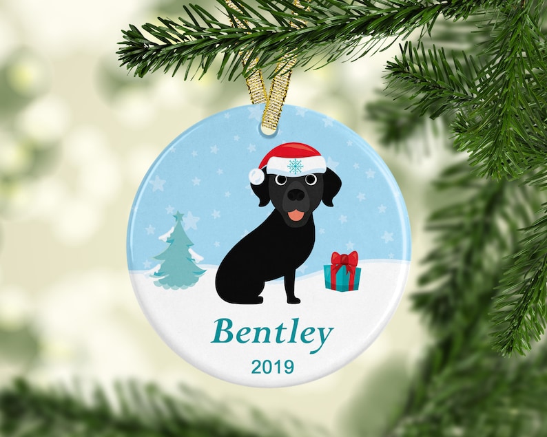 Custom Dog Ornament Black Lab Ornament Personalized Christmas Ornament Family Dog gift Pet Lover Gift