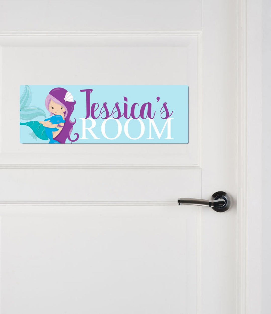 Personalized Mermaid Name Sign, Kids Aluminum Door Sign, Bedroom Door ...