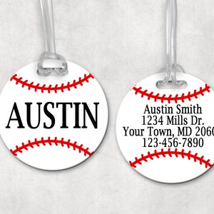 Baseball Bag Tag, Personalized Baseball Tag, Personalized Tags for Boys, Personalized Book Bag Tag, Custom Sports Bag Tag