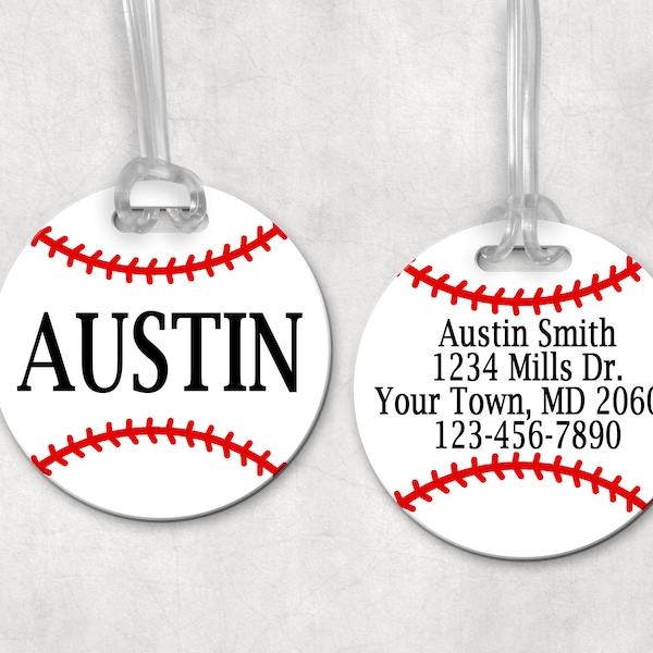 Baseball Bag Tag, Personalized Baseball Tag, Personalized Tags for Boys, Personalized Book Bag Tag, Custom Sports Bag Tag