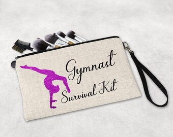 Gymnast Makeup Bag,  Personalized Gymnastic Gift, Zippered Cosmetic Bag, Gift For Gymnast, Custom Makeup Bag, Gymnastic Team Gift