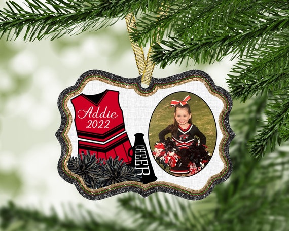RED Cheerleader Glittered Pom Poms Ornament BRUNETTE - Personalized  Ornaments For You