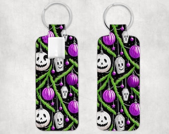 Gothic Christmas Chapstick Holder Keychain, Personalized Skeleton Gift