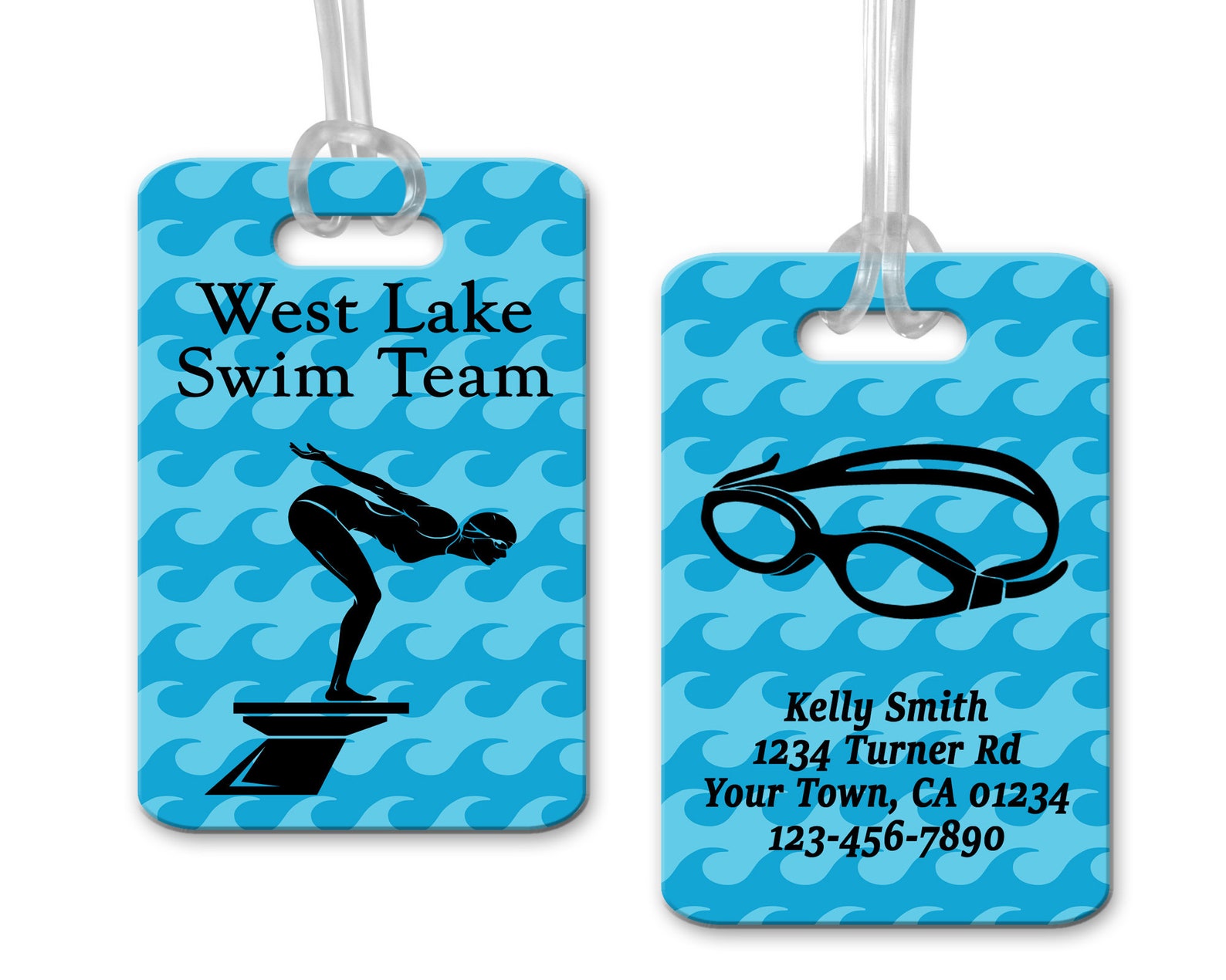 Swimming Luggage Tag Personalized Bag Tag Swim Team Bag Tag Etsy