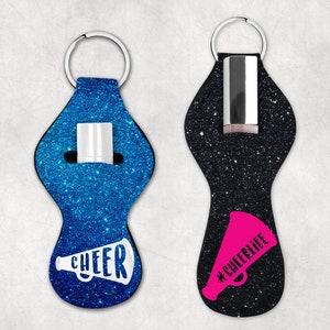 Porte-clés personnalisé de pom-pom girl, support de baume à lèvres à fausses paillettes, cadeau cheer personnalisé, cadeau sac butin image 9