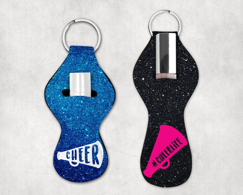 Porte-clés personnalisé de pom-pom girl, support de baume à lèvres à fausses paillettes, cadeau cheer personnalisé, cadeau sac butin image 9