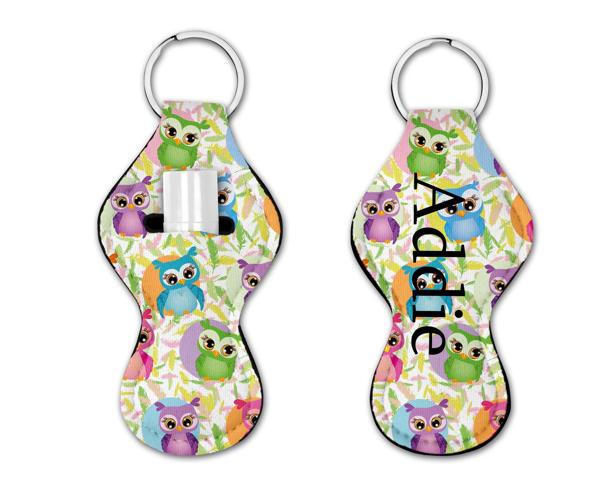 Owl Chapstick Holder, Chapstick Keychain, Party Favors, Personalized Gift, Lip Balm Holder