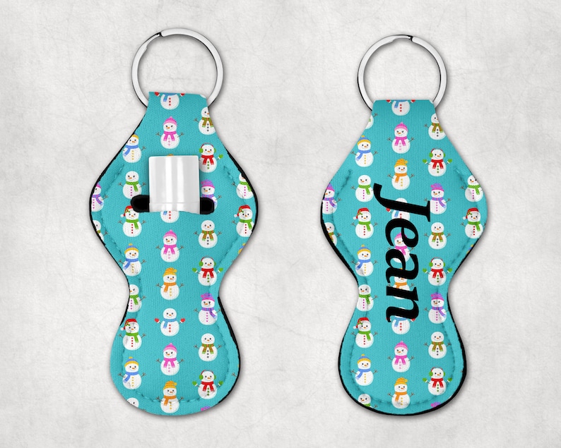 Snowman Lip Balm Keychain Stocking Stuff Christmas Snowman Chapstick Holder Christmas Party Favors Personalized Gift