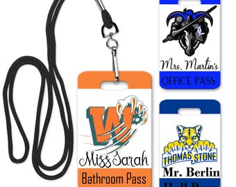 Personalized Lanyard  Pass, Teacher Lanyard Classroom Pass, Gift For Teacher, School Logo Tag, Hall Pass, Custom School Logo Hall Pass