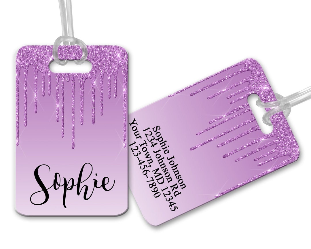 Faux Glitter Luggage Tag, Personalized Luggage Tag, Personalized Tags
