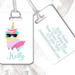 Custom Llama Luggage Tag, Girls Luggage Tag, Personalized Luggage Tag, Luggage Tag, Book Bag Tag