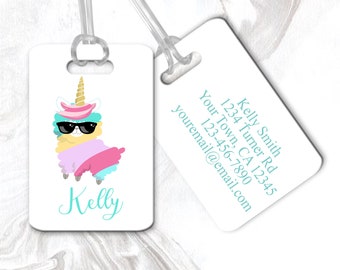 Custom Llama Luggage Tag, Girls Luggage Tag, Personalized Luggage Tag, Luggage Tag, Book Bag Tag