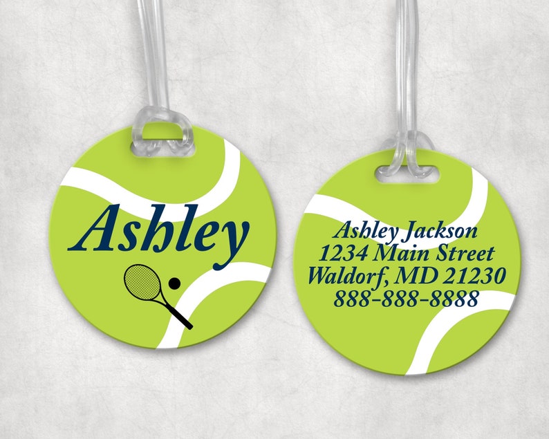 Tennis Bag Tag Personalized Tennis Tag Personalized Book Bag Etsy