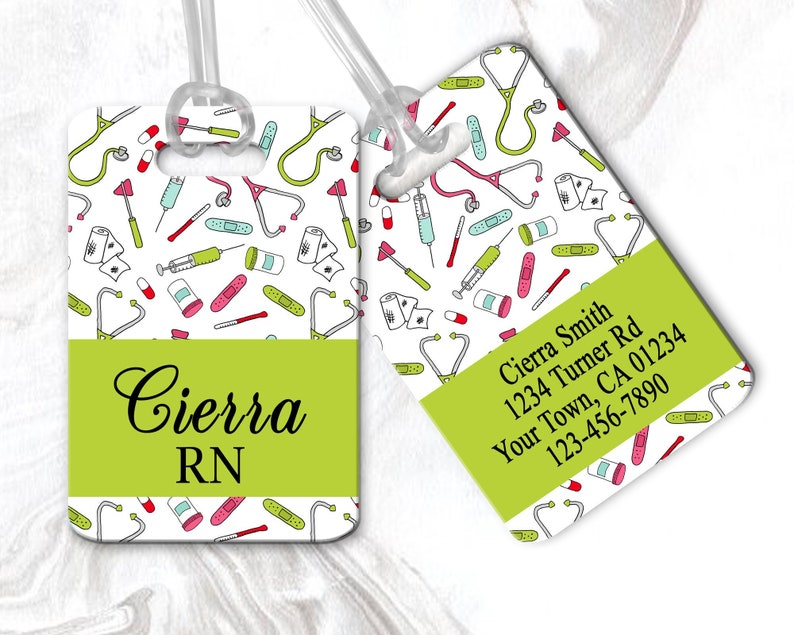 RN Luggage Tag, Personalized Luggage Tag, Nurse Brief Case Tag, Gift For Nurse, Luggage Handle Wrap, Travel Accessories image 1