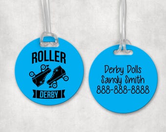 Roller Derby Bag Tag, Personalized Roller Derby  Tag,  Book Bag Tag, Sports Bag Tag, Gift For Roller Derby Player, Roller Derby Team Gift