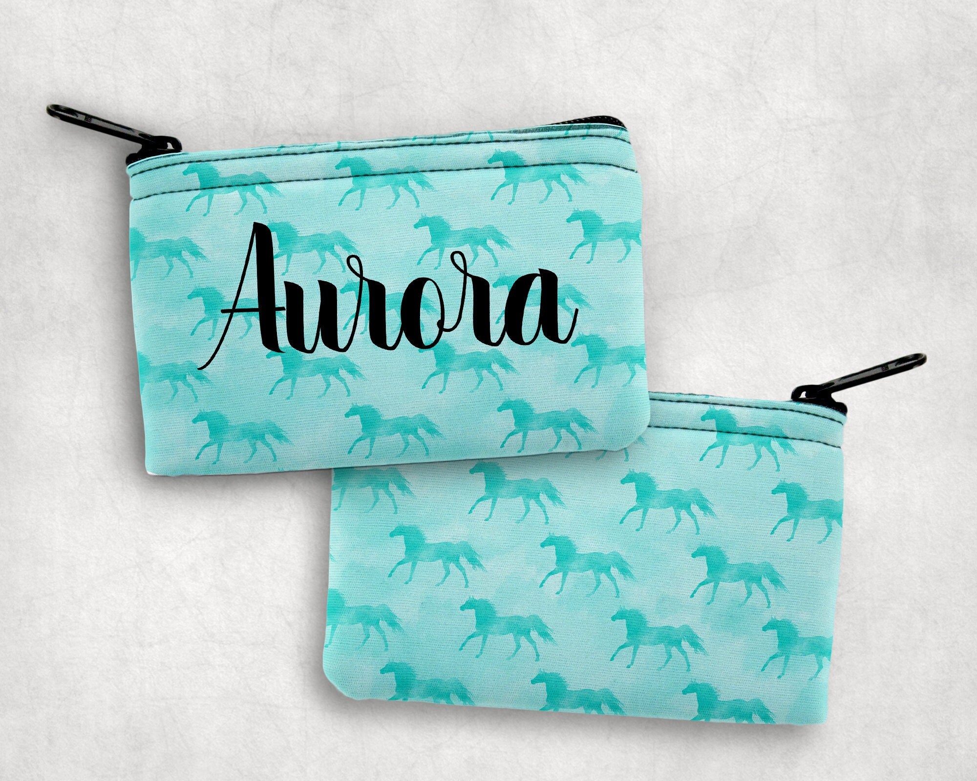 Horse Change Purse, Personalized Coin Pouch, Personalized Horse Small Wallet, Coin Purse, Credit Car Pouch, Horse Lover Gift
