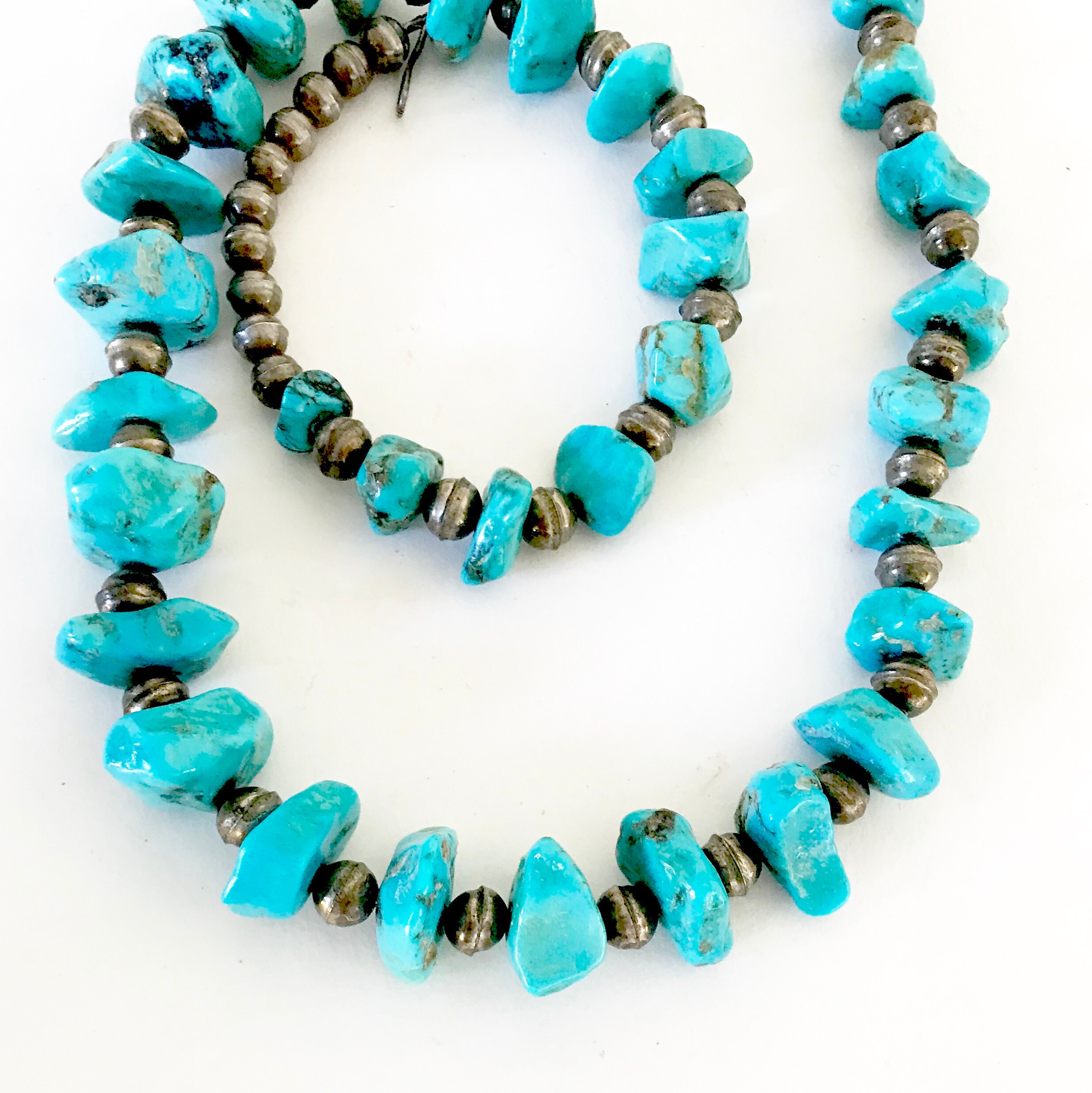 Vintage Navajo Pearl Kingman Turquoise Necklace Old Pawn Mid Etsy