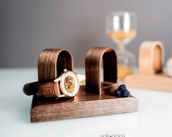 Luxury watch stand holder for 2 watches - Personalised Anniversary Gift For Him Fathers