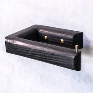 Black Toilet Roll Holder | Scandinavian Design | Oak Hardwood - NOIR.DESIGN