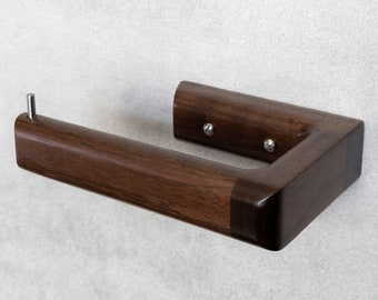 Elegant Toilet Roll Holder Solid Black Walnut Wooden Bathroom Loo décor Accessories -