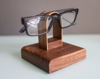 Personalised Eye Glasses Stand - A Special gift for grandparents parents or any glasses lover! made from luxury Black Walnut