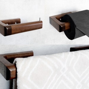 Wooden towel rail and toilet roll holder 2025